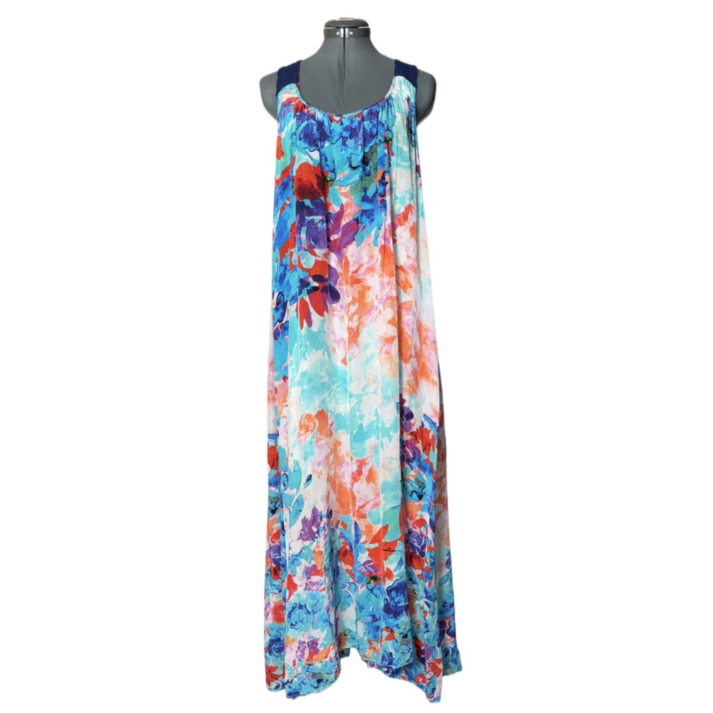 Sundance Amiria Watercolor Crochet Racerback Maxi Dress Women's Size Large
